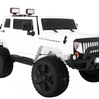 Mighty Jeep coche batería para niños, 4 MOTORES 12V, blanco, 2 plazas, RC INDA531-RA-HL-1668